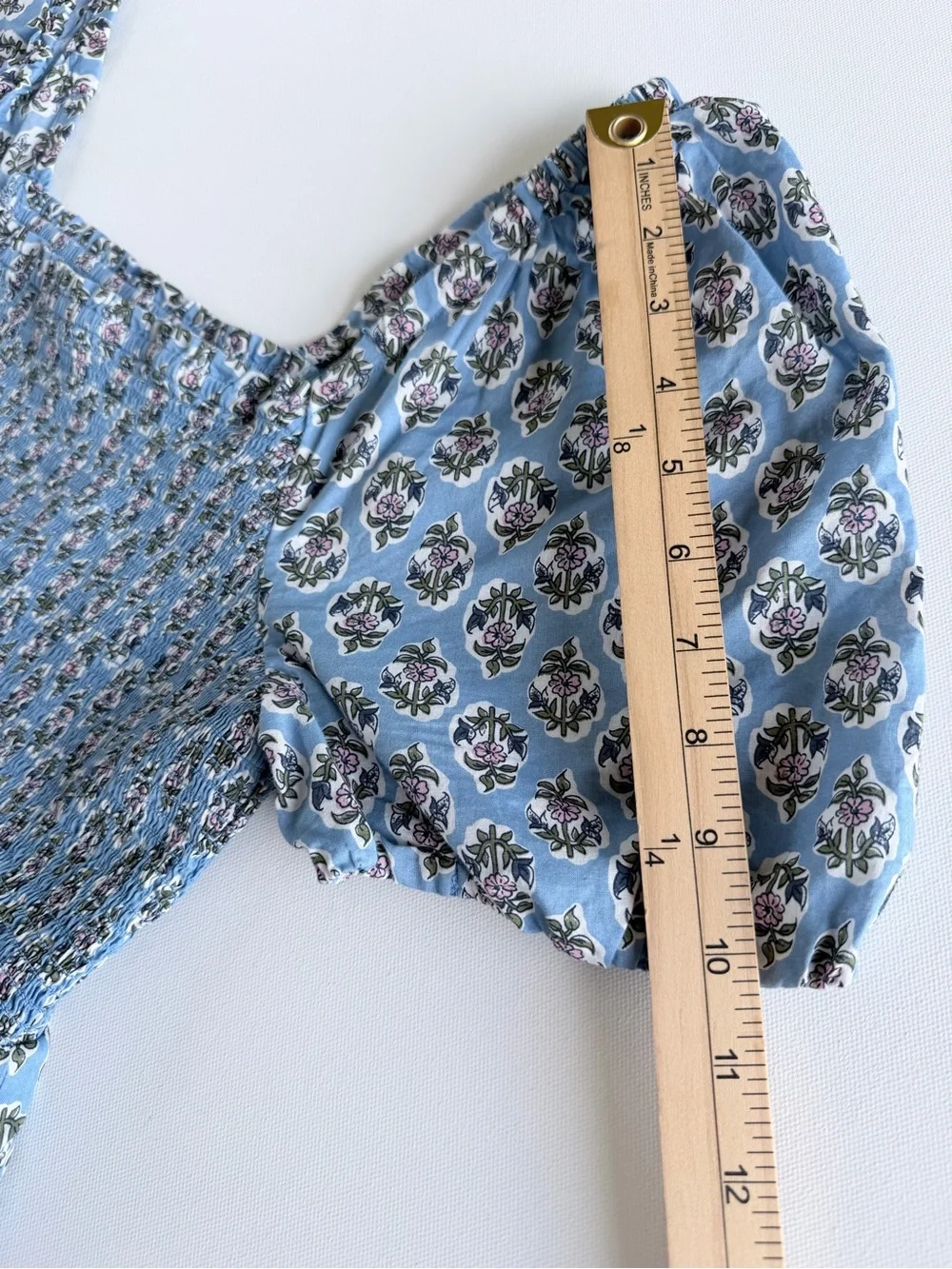 J.Crew Blue Floral Smocked Midi Dress S Cotton Puff Sleeve Cottagecore
